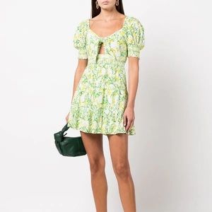 Alice + Olivia Kristie puff-sleeve lace floral mini dress